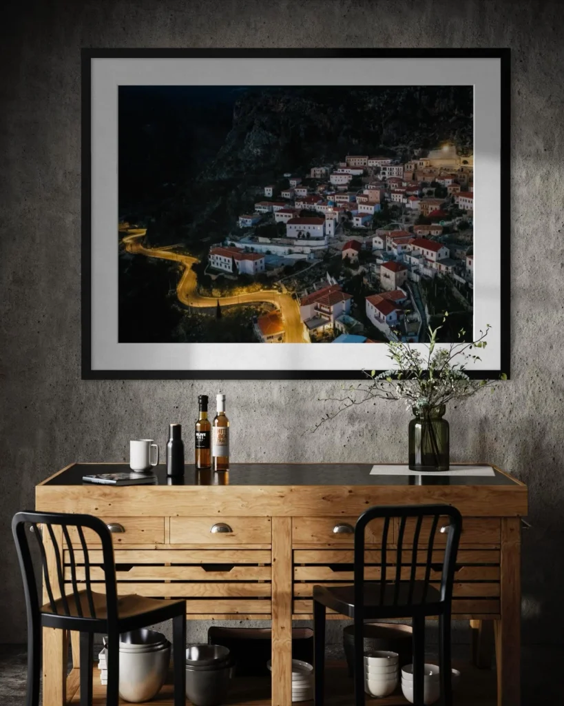 Framed Vlora print by Altin Serani on a wall
