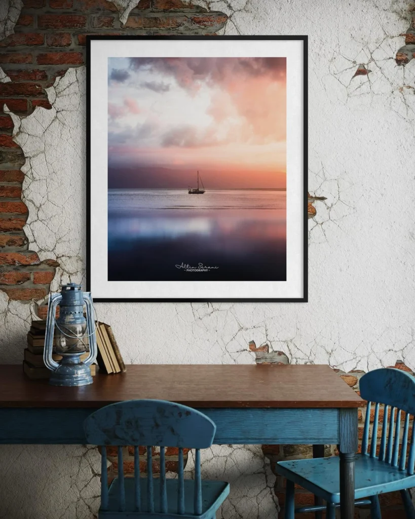 Framed Vlora print by Altin Serani on a wall